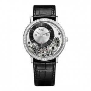 Réplique Piaget Altiplano noir et cadran argente or blanc 18 carats de di Montre