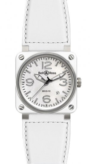 Réplique Blanc Ceramique veau Bell & Ross 42mm hommes automatiques BR03-92 White Ceramic Calfskin Montre - Cliquez sur l'image pour la fermer