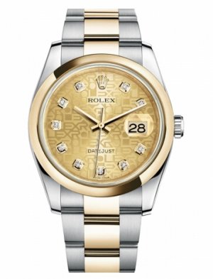 Réplique Rolex Datejust en acier et or 36mm en or jaune Champagne Jubile 116203 CHJDO Montre