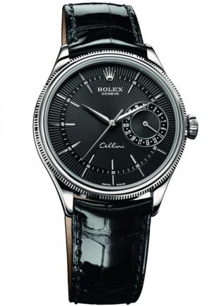 Réplique Rolex Cellini Blanc date or noir guilloche cadran 50519 Montre