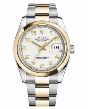 Réplique Rolex Datejust en acier et or 36mm en or jaune Cadran Blanc 116203 WAO Montre