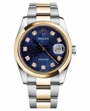 Réplique Rolex Datejust en acier et or 36mm en or jaune Cadran Bleu Jubil 116203 BLJDO Montre