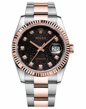 Réplique Rolex Datejust 36mm acier et or rose cadran noir jubile 116231 BKJDO Montre