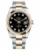 Réplique Rolex Datejust en acier et or 36mm en or jaune Cadran Noir 116203 BKDO Montre