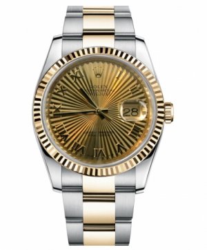 Réplique Rolex Datejust 36mm acier et or Champagne Sunbeam Dial 116233 CHSBRO Montre