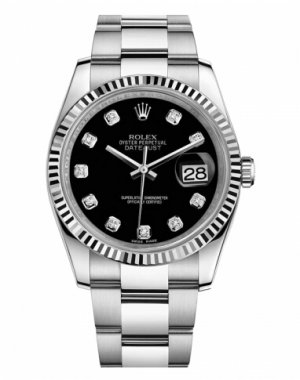 Réplique Rolex Datejust 36mm acier cadran noir bracelet Oyster 116234 BKDO Montre