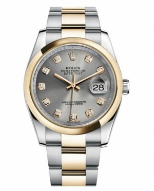 Réplique Rolex Datejust 36mm en acier et or jaune Or Gris Dial 116203 GDO Montre