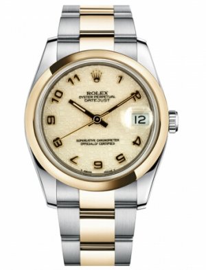 Réplique Rolex Datejust 36mm en acier et or jaune Or Ivoire Dial Jubile 116203 IJAO Montre