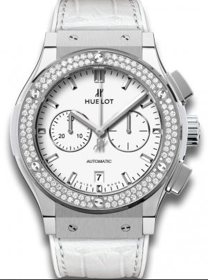 Réplique Hublot Classic Fusion Diamonds Chronographe blanc de ti