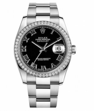 Réplique Rolex Datejust 36mm cadran en acier inoxydable noir 116244 BKRO Montre