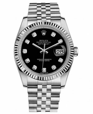 Réplique Rolex Datejust 36mm acier cadran noir Jubile Bracelet 116234 BKDJ Montre