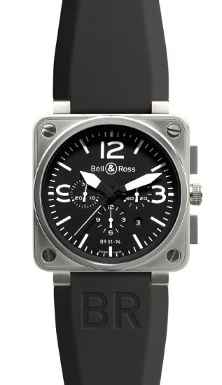 Réplique Acier Noir Bell & Ross 46mm la Chronographe Hommes BR 01-94 STEEL Montre - Cliquez sur l'image pour la fermer