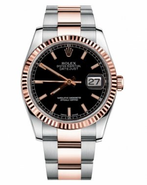 Réplique Rolex Datejust 36mm acier et cadran en or rose noire 116231 BKSO Montre