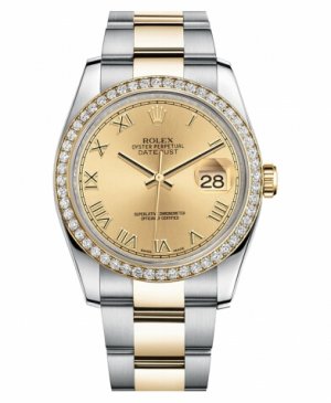 Réplique Rolex Datejust en acier et cadran Or jaune Champagne 116243 CHRO Montre