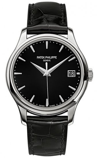 Réplique Patek Philippe Calatrava mecanique cadran noir en cuir Montre - Cliquez sur l'image pour la fermer