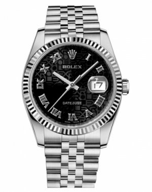 Réplique Rolex Datejust 36mm acier cadran noir Jubile Jubile Bracelet 116234 BKJRJ Montre