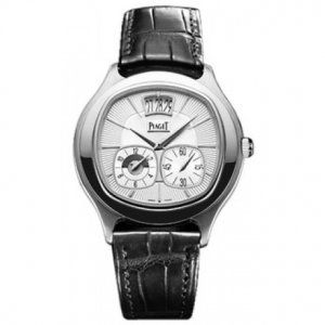 Réplique Piaget Emperador Argent Coussin Dial cuir noir automatique Homme Montre