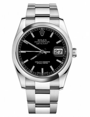 Réplique Rolex Datejust en acier de 36mm d?me lunette cadran noir 116200 BKSO Montre