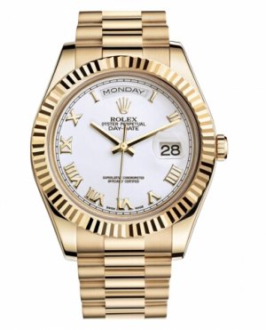 Réplique Rolex Day Date II President jaune or Blanc cadran 218238 WRP Montre