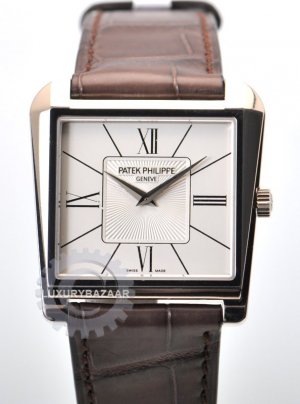 Réplique Patek Philippe Gondolo 5489G WG/Blanc/bracelet en cuir Montre