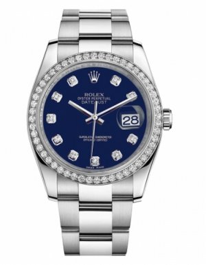 Réplique Rolex Datejust en acier inoxydable de 36mm Cadran bleu 116244 BLDO Montre