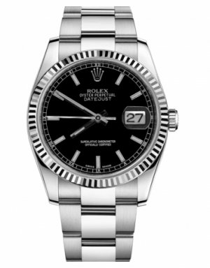 Réplique Rolex Datejust 36mm acier cadran noir bracelet Oyster 116234 BKSO Montre