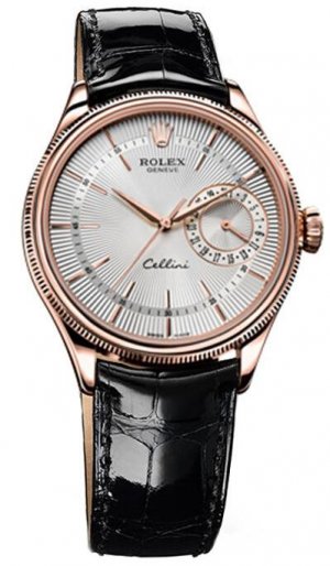 Réplique Rolex Cellini date or Everose cadran guilloche argente Montre