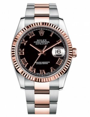 Réplique Rolex Datejust 36mm acier et cadran en or rose noire 116231 BKRO Montre