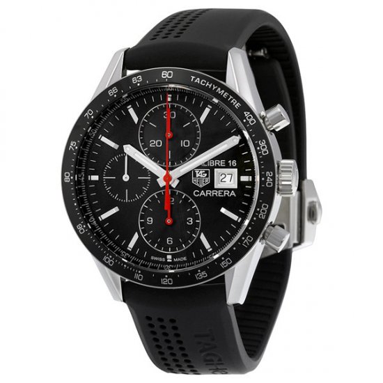 TAG Heuer Carrera Chronographe Replique Noir Dial Noir Rubber CV201AK.FT6040 - Cliquez sur l'image pour la fermer