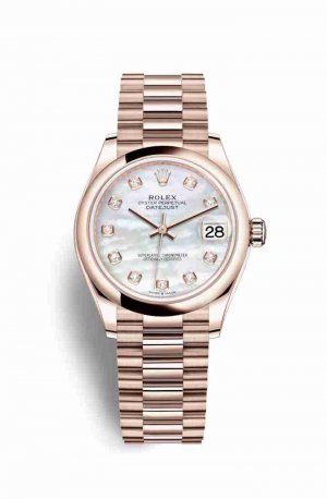 Copie de Rolex Datejust 31 Everose 278245 Nacre blanche sertie de Cadran