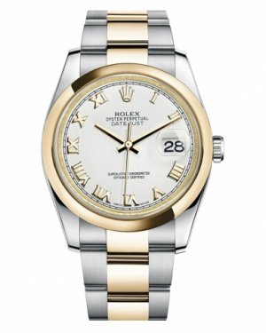 Réplique Rolex Datejust en acier et or 36mm en or jaune Cadran Blanc 116203 WRO Montre