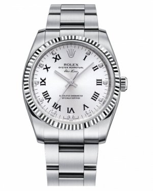 Réplique Rolex Air-King Blanc or Fluted Bezel Blanc cadran 114234 WDO Montre