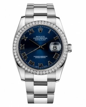 Réplique Rolex Datejust en acier inoxydable de 36mm Cadran bleu 116244 BLRO Montre