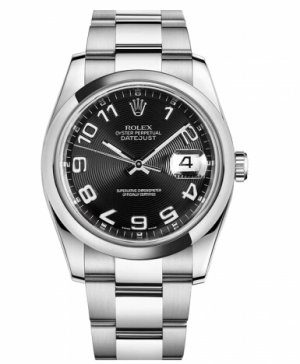 Réplique Rolex Datejust en acier de 36mm d?me lunette noire de cercle con 116200 BKCAO Montre