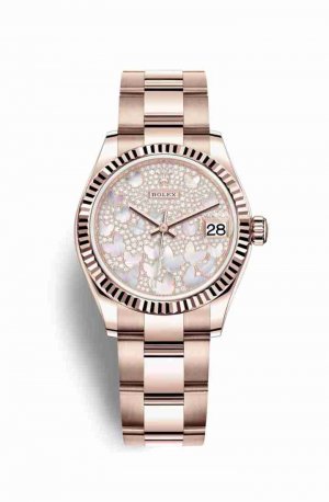 Copie de Rolex Datejust 31 Everose 278275 Nacre pavee papillon Cadran