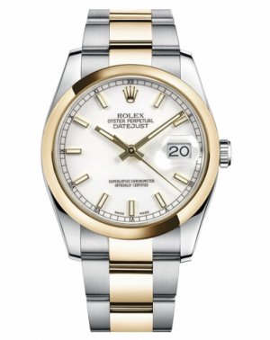 Réplique Rolex Datejust en acier et or 36mm en or jaune Cadran Blanc 116203 WSO Montre