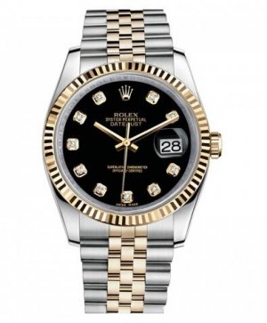 Réplique Rolex Datejust 36mm acier et Jaune or noir Dial 116233 BKDJ Montre