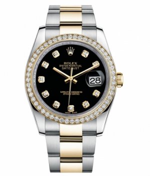 Réplique Rolex Datejust en acier et cadran en or jaune or noir 116243 BKDO Montre