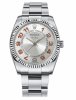 Réplique Rolex Air-King Blanc or Fluted Bezel argent concentric cadran 11 Montre