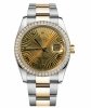 Réplique Rolex Datejust en acier et cadran en or jaune d'or Champagne Sun 116243 CHSBRO Montre