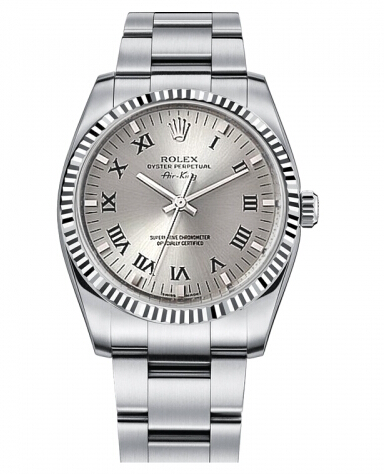 Réplique Rolex Air-King Blanc or Fluted Bezel argent cadran 114234 SRO Montre - Cliquez sur l'image pour la fermer