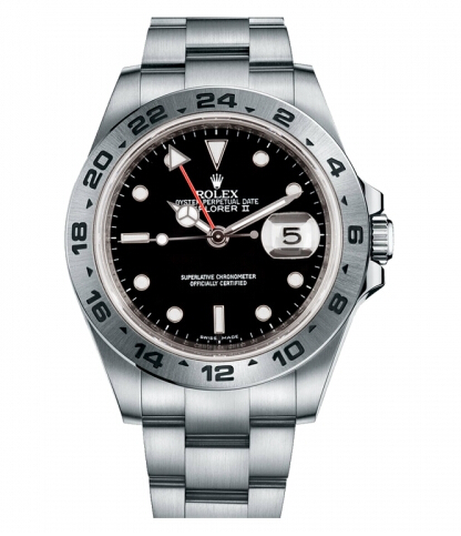 Cadran Rolex Explorer II en acier inoxydable noir - Cliquez sur l'image pour la fermer