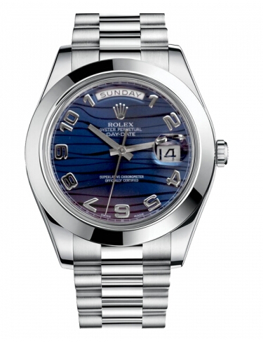 Réplique Rolex Day Date II President Platinum bleu wave cadran 218206 BLW Montre - Cliquez sur l'image pour la fermer