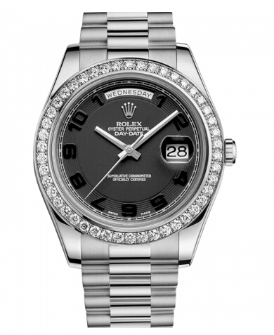 Réplique Rolex Day Date II President Blanc or and Diamonds noir concentri Montre - Cliquez sur l'image pour la fermer