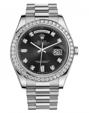 Réplique Rolex Day Date II President Blanc or and Diamonds noir cadran 21 Montre - Cliquez sur l'image pour la fermer