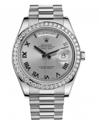 Réplique Rolex Day Date II President Blanc or and Diamonds Rhodium cadran Montre - Cliquez sur l'image pour la fermer